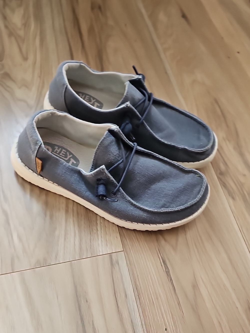 Hey Dude Women's Slip-On Loafers in Chambray Navy  with White Sole